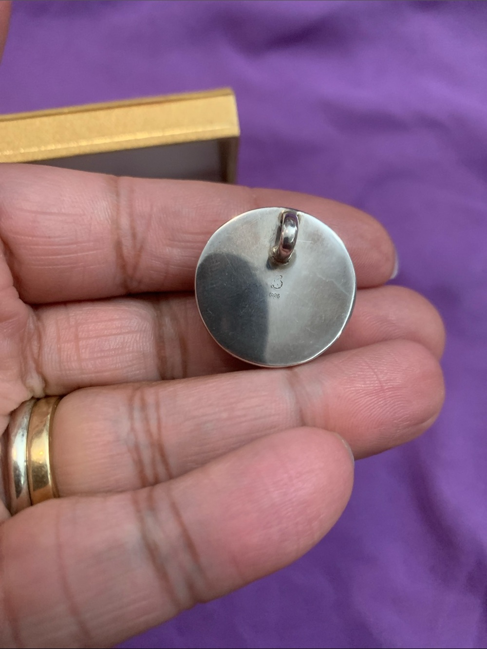 Vintage Korite Sleepong Moon Face Pendant Mammoth 925 - Picture 3 of 5
